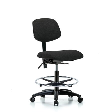 Chair, Fabric, Med Bench, CF Casters, Blk, No Arms, 22
