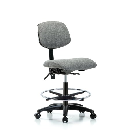 Chair, Fabric, Med Bench, CF Casters, Gry, No Arms, 22