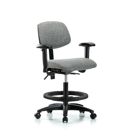 Chair, Fabric, Med Bench, AA BF Casters, Gry, 6-Way Adjustable, 22