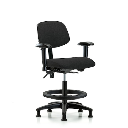 Chair, Fabric, Med Bench, AA BF Glides, Blk, 6-Way Adjustable, 22