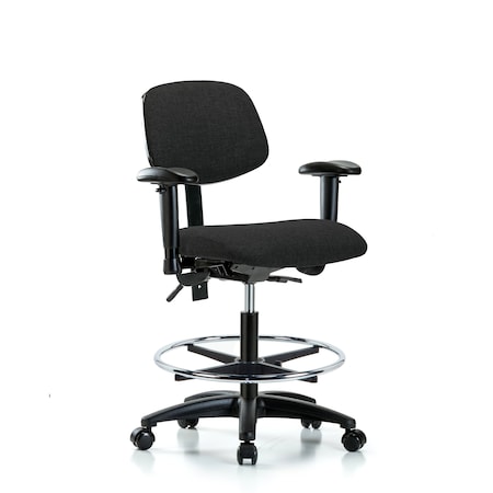 Chair, Fabric, Med Bench, AA CF Casters, Blk, 6-Way Adjustable, 22