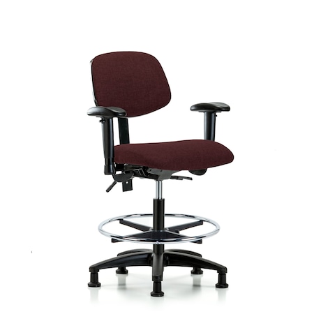 Chair, Fabric, Med Bench, AA CF Glides, Bur, 6-Way Adjustable, 22