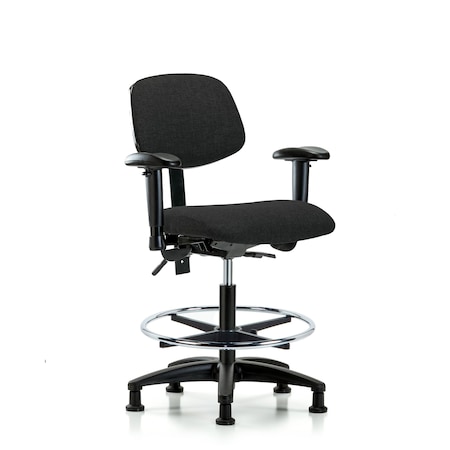 Chair, Fabric, Med Bench, AA CF Glides, Blk, 6-Way Adjustable, 22