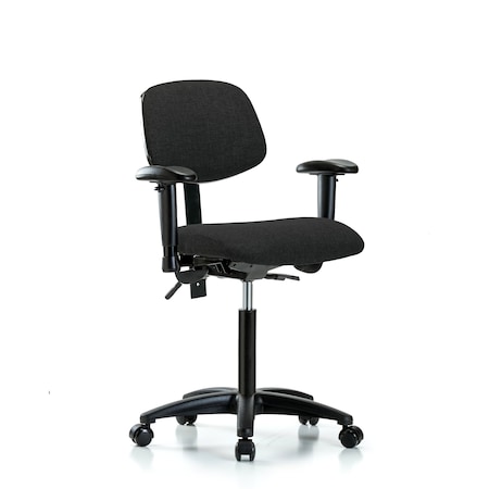 Chair, Fabric, Med Bench, AA Casters, Blk, 6-Way Adjustable, 22