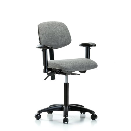 Chair, Fabric, Med Bench, AA Casters, Gry, 6-Way Adjustable, 22