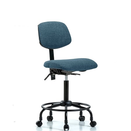 Chair, Fabric, Med Bench, RT Casters, Blu, No Arms, 22