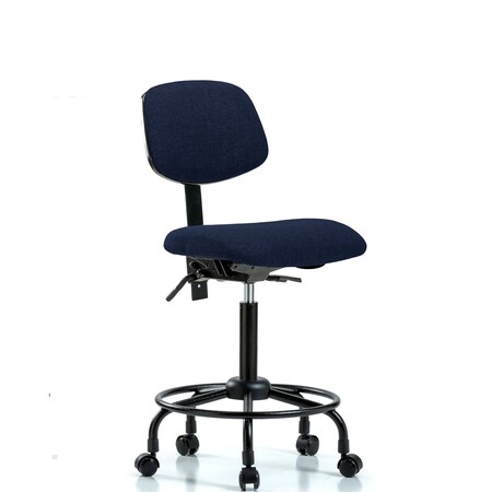 Chair, Fabric, Med Bench, RT Casters, Nav, No Arms, 22