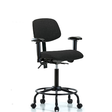 Chair, Fabric, Med Bench, RT AA Casters, Blk, 6-Way Adjustable, 22