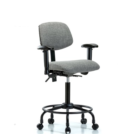 Chair, Fabric, Med Bench, RT AA Casters, Gry, 6-Way Adjustable, 22