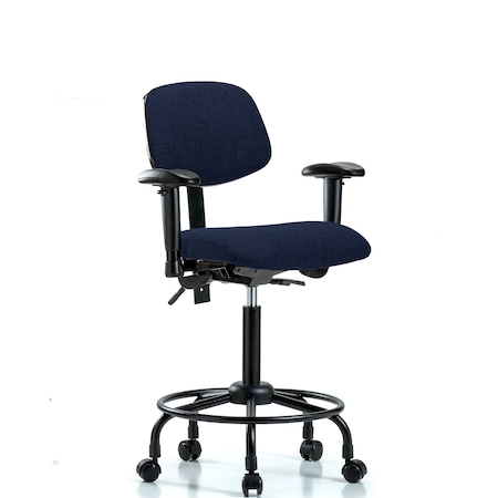 Chair, Fabric, Med Bench, RT AA Casters, Nav, 6-Way Adjustable, 22