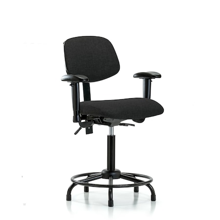 Chair, Fabric, Med Bench, RT AA Glides, Blk, 6-Way Adjustable, 22