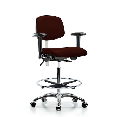 Hi Bench Chair, Vinyl, CF, Cast, Burg, CL100, 6-Way Adjustable, 26