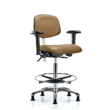 Hi Bench Chair, Vinyl, CF, Glds, Taupe, CL100, 6-Way Adjustable, 26