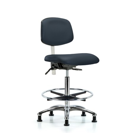 Hi Bench Chair, Vinyl, CF, Glds, Navy, CL100, No Arms, 26
