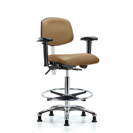 Hi Bench Chair, Vinyl, CF, Glds, Taupe, CL100, 6-Way Adjustable, 26