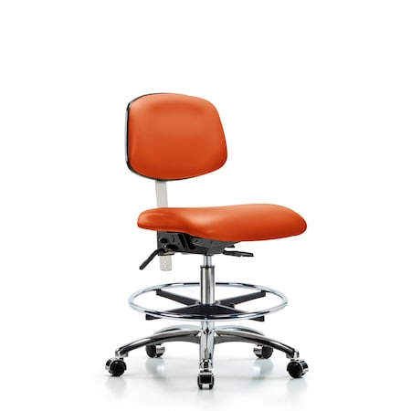 Med Bench Chair, Vinyl, CF, Cast, Org, CL100, No Arms, 22