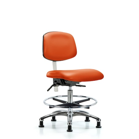 Med Bench Chair, Vinyl, CF, Glds, Org, CL100, No Arms, 22