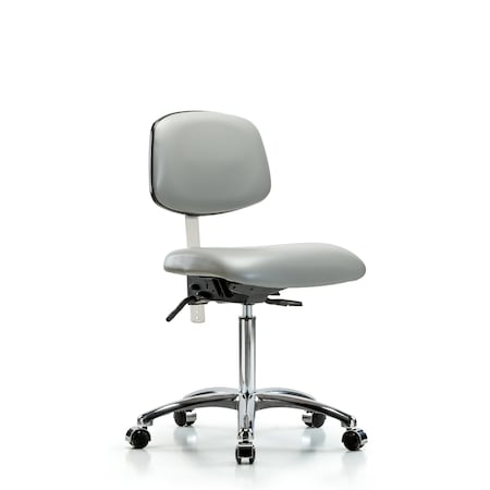 Med Bench Chair, Vin, Chrm, Cast, Dov, CL100, No Arms, 22