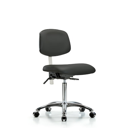 Med Bench Chair, Vin, Chrm, Cast, Gry, CL100, No Arms, 22