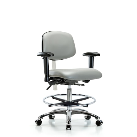 Med Bench Chair, Vinyl, CF, Cast, Dov, CL100, 6-Way Adjustable, 22