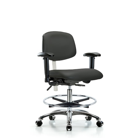 Med Bench Chair, Vinyl, CF, Cast, Gry, CL100, 6-Way Adjustable, 22