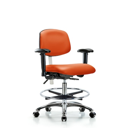 Med Bench Chair, Vinyl, CF, Cast, Org, CL100, 6-Way Adjustable, 22
