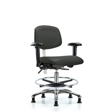 Med Bench Chair, Vinyl, CF, Glds, Gry, CL100, 6-Way Adjustable, 22
