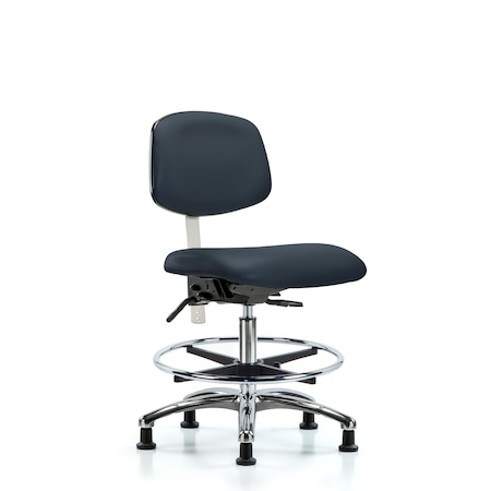 Med Bench Chair, Vinyl, CF, Glds, Navy, CL100, No Arms, 22