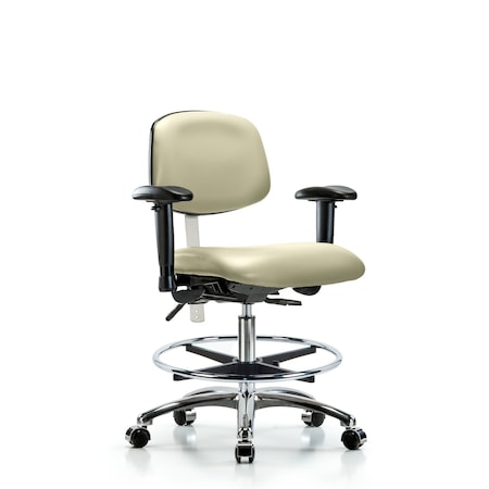 Med Bench Chair, Vinyl, CF, Cast, Wht, CL100, 6-Way Adjustable, 22