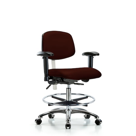 Med Bench Chair, Vinyl, CF, Cast, Burg, CL100, 6-Way Adjustable, 22