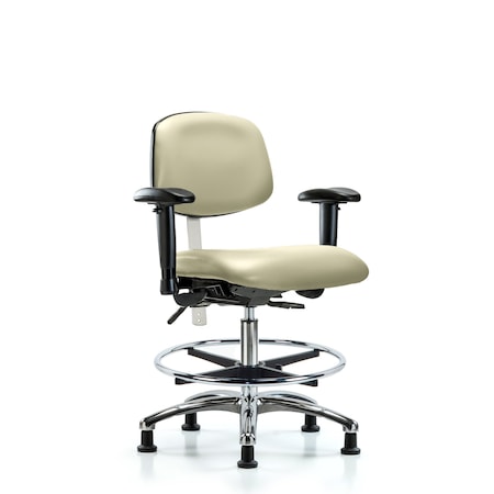 Med Bench Chair, Vinyl, CF, Glds, Wht, CL100, 6-Way Adjustable, 22