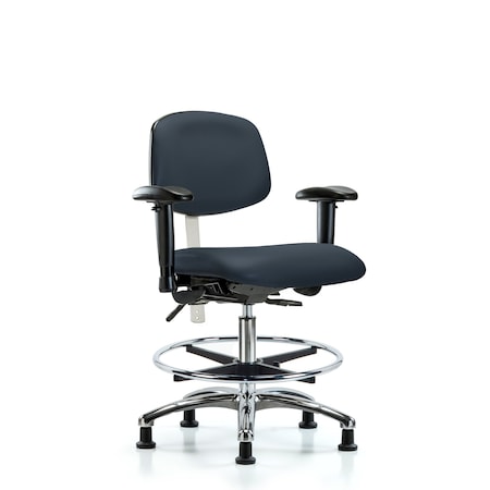 Med Bench Chair, Vinyl, CF, Glds, Navy, CL100, 6-Way Adjustable, 22