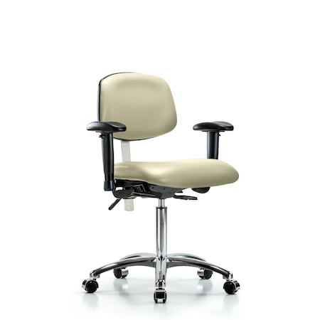 Med Bench Chair, Vinyl, Cast, Wht, CL100, 6-Way Adjustable, 22