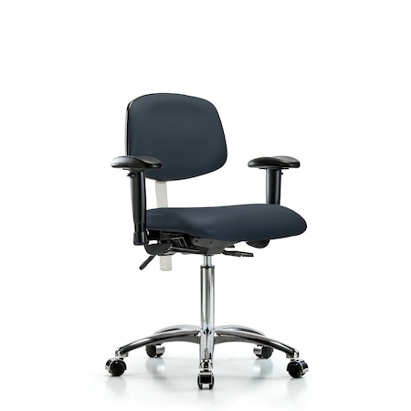 Med Bench Chair, Vinyl, Cast, Navy, CL100, 6-Way Adjustable, 22