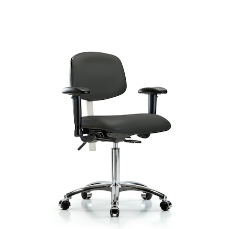 Med Bench Chair, Vinyl, Cast, Gry, CL100, 6-Way Adjustable, 22