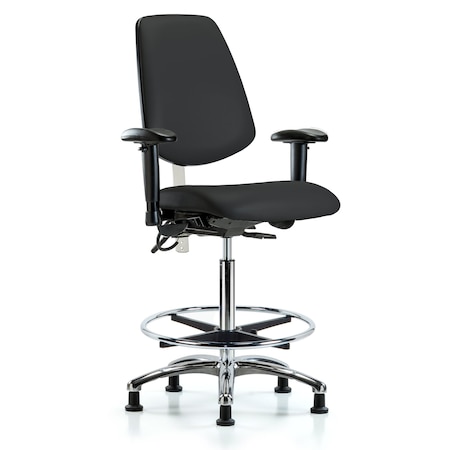 Vin Hi Ben Chair, Med, Bk, Blk, CL100/ESD, Adjustable Arms, 26
