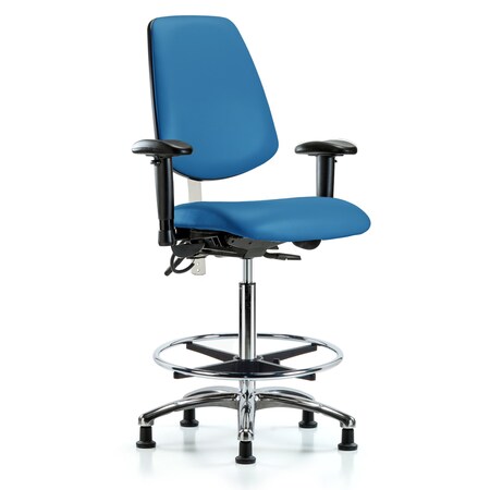 Vin Hi Ben Chair, Med, Bk, Blu, CL100/ESD, Adjustable Arms, 26