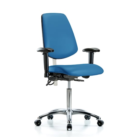Vin Med Ben Chair, Med, Bk, Blu, CL100/ESD, Adjustable Arms, 22