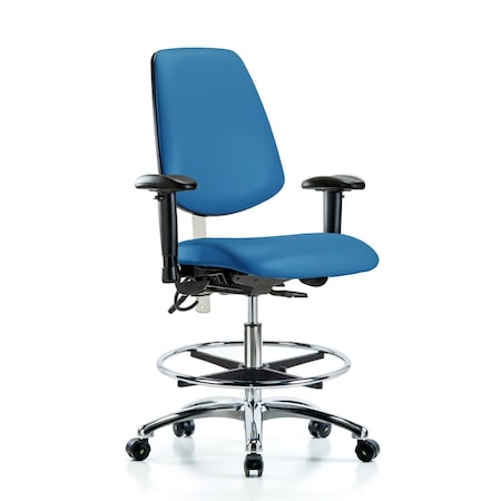 Vin Med Ben Chair, Med, Bk, Blu, CL100/ESD, Adjustable Arms, 22