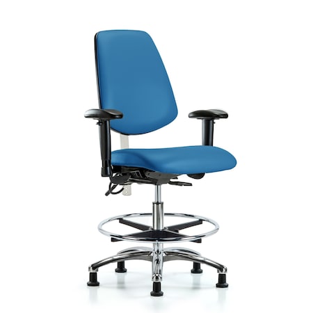 Vin Med Ben Chair, Med, Bk, Blu, CL100/ESD, Adjustable Arms, 22