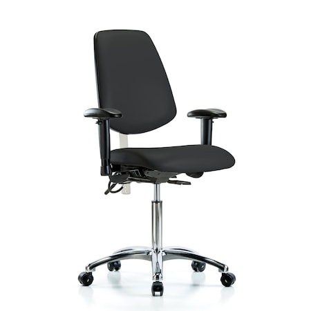 Vin Med Ben Chair, Med, Bk, Blk, CL100/ESD, Adjustable Arms, 22