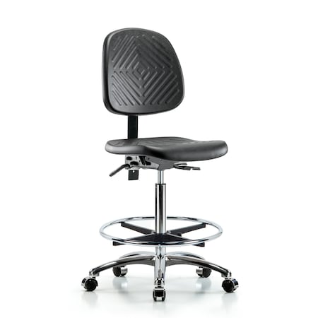Bench Chair, Poly, Hi, Med Bk, CF, Cast, No Arms, 24-1/2