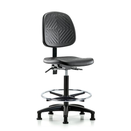 Bench Chair, Hi, Poly, Med, Bk, CF Glides, No Arms, 24-1/2