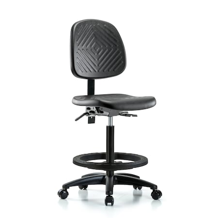 Bench Chair, Hi, Poly, Med, Bk, Tilt BF Cast, No Arms, 24-1/2