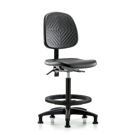 Bench Chair, Hi, Poly, Med, Bk, Tilt BF Glids, No Arms, 24-1/2