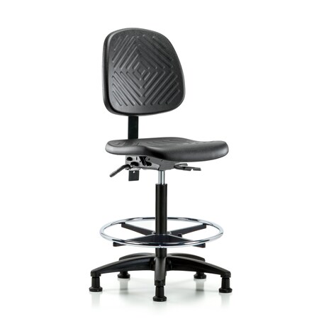 Bench Chair, Hi, Poly, Med, Bk, Tilt Glides, No Arms, 24-1/2