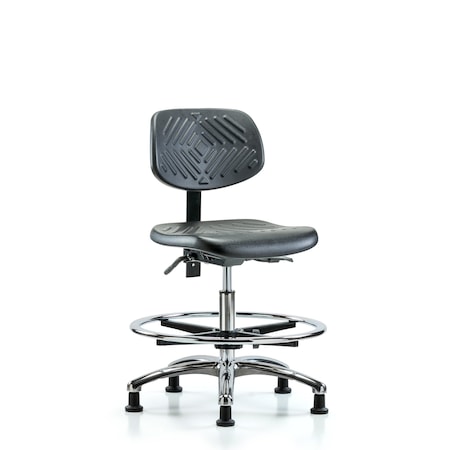 Chair, Poly, Med Bench, Chrome CF Glides, No Arms, 19-1/2