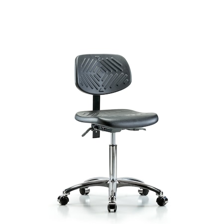 Chair, Poly, Med Bench, Chrome Tilt Casters, No Arms, 19-1/2
