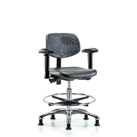 Chair, Poly, Med Bench, Chr Tilt AA CF Glid, 6-Way Adjustable, 19-1/2