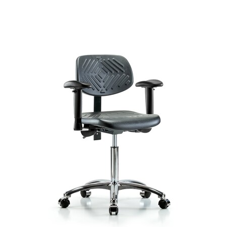Chair, Poly, Med Bench, Chr, Tilt Arms Cast, 6-Way Adjustable, 19-1/2